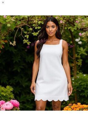 kate spade White Scalloped-Hem Mini Shift Dress